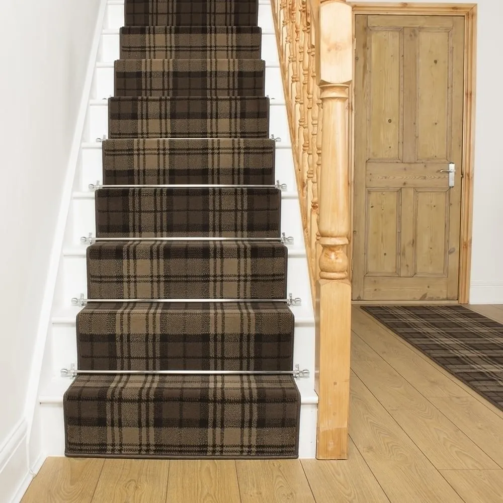 Plaid Brown Stair Runners