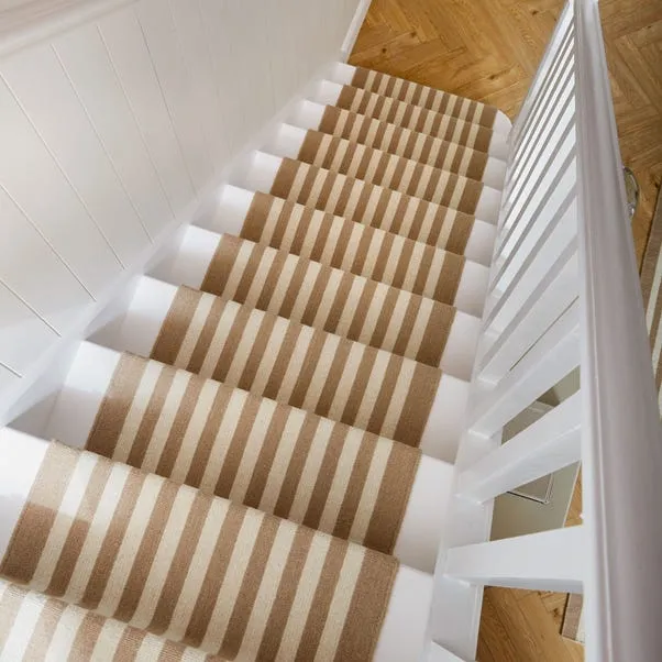 Striped Textured Wool Stair Runner