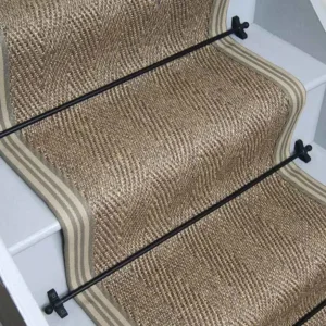 Herringbone Pewter Sisal Stair Runner