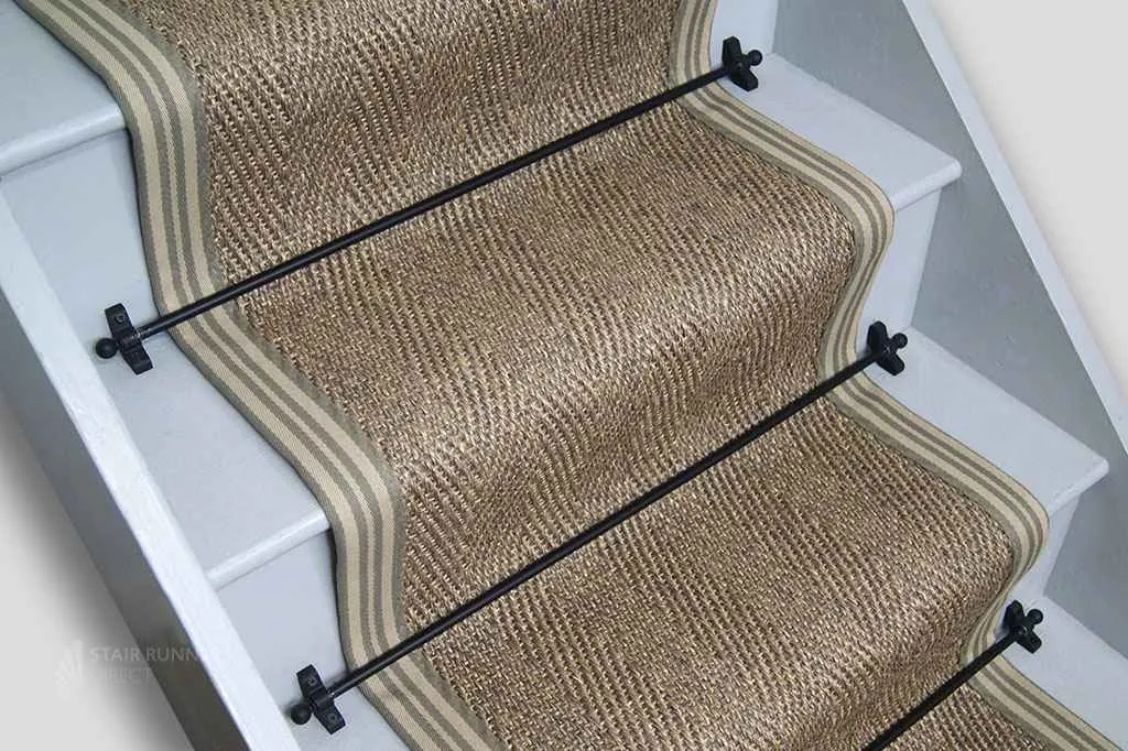 Herringbone Pewter Sisal Stair Runner